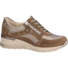 Waldlaufer kényelmi fűzős cipzáras cipő H-Clara velúr/bőr barna drapp
