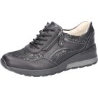 Waldlaufer kényelmi fűzős cipzáras cipő H-Clara bőr fekete ezüst