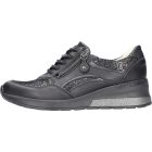 Waldlaufer kényelmi fűzős cipzáras cipő H-Clara bőr fekete ezüst