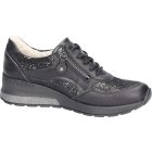 Waldlaufer kényelmi fűzős cipzáras cipő H-Clara bőr fekete ezüst