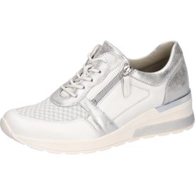   Waldlaufer Ortho Tritt fűzős cipzáras cipő H-Clara bőr/sztreccs fehér ezüst