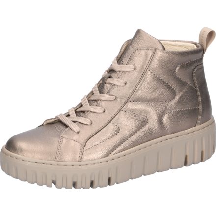 Waldlaufer kényelmi fűzős cipzáras bokacsizma H-Livia fényes bőr arany