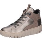 Waldlaufer kényelmi fűzős cipzáras bokacsizma H-Livia fényes bőr bronz szürke