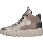 Waldlaufer kényelmi fűzős cipzáras bokacsizma H-Livia fényes bőr bronz szürke