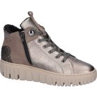 Waldlaufer kényelmi fűzős cipzáras bokacsizma H-Livia fényes bőr bronz szürke