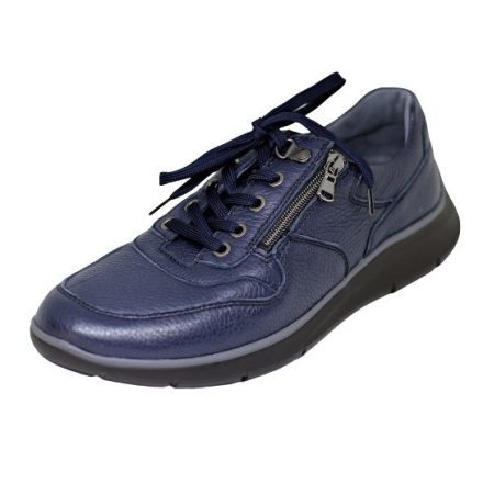Waldlaufer kényelmi fűzős cipzáras cipő Haris szarvasbőr kék