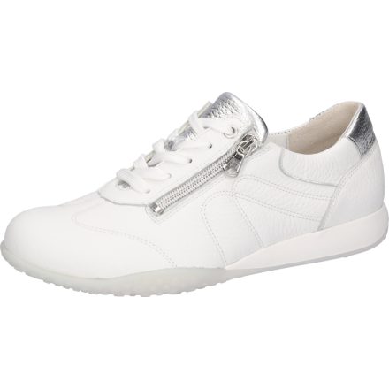 Waldlaufer kényelmi fűzős cipzáras cipő H-Poppy szarvasbőr fehér ezüst