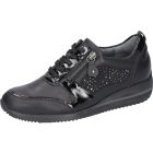 Waldlaufer kényelmi fűzős cipzáras cipő Himona bőr/lakkbőr fekete