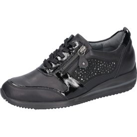   Waldlaufer kényelmi fűzős cipzáras cipő Himona bőr/lakkbőr fekete