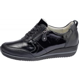   Waldlaufer kényelmi fűzős cipzáras cipő Himona bőr/lakkbőr fekete