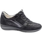 Waldlaufer kényelmi fűzős cipzáras cipő Himona nubuk/lakkbőr fekete szürke