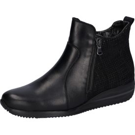   Waldlaufer kényelmi cipzáras bokacsizma Himona bőr/nubuk mintás fekete