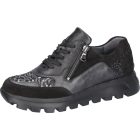 Waldlaufer kényelmi fűzős cipzáras cipő H-Ajala velúr/bőr fekete