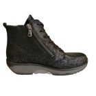 Waldlaufer dynamic gördülő talpú fűzős cipzáras bokacsizma H-Sonja bőr mintás fekete