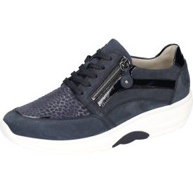   Waldlaufer dynamic gördülő talpú fűzős cipzáras cipő H-Sonja nubuk/lakkbőr/sztreccs sötétkék