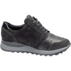 Waldlaufer Ortho Tritt fűzős cipzáras Hiroko-Soft nubuk/sztreccs/lakkbőr fekete