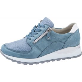   Waldlaufer Ortho Tritt fűzős cipzáras cipő Hiroko-Soft nubuk/sztreccs kék fehér